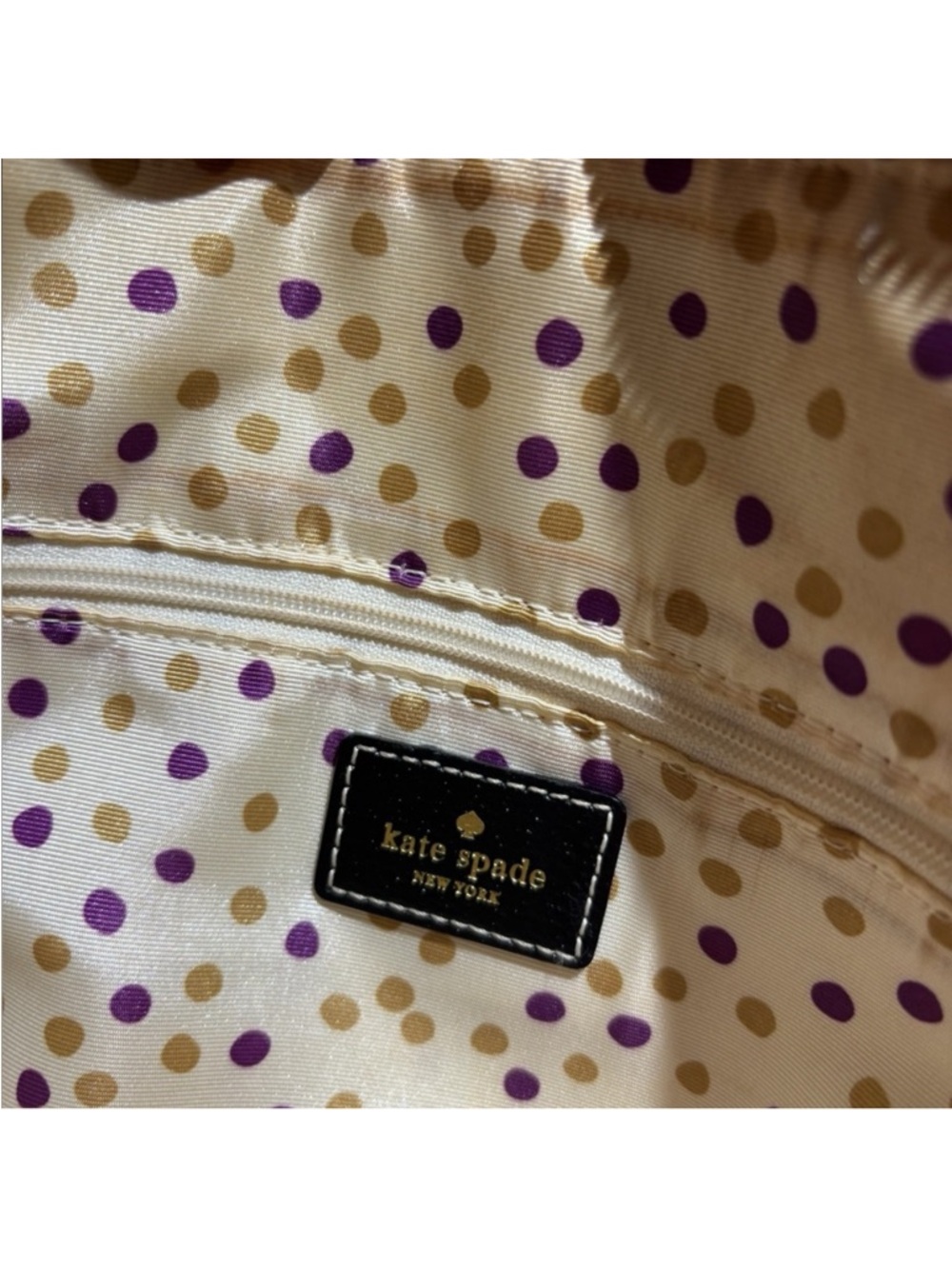 Kate Spade Leather Dome Satchel Cream Black Top Handle Bag - Picture 5 of 7